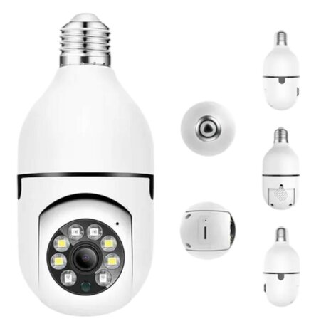 Caméra de sécurité Wifi rotative à 360 degrés, connexion à vis E27, 2,4 GHz (Tuya)