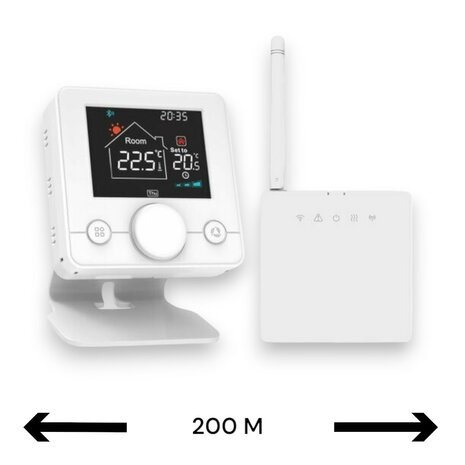 Wifi Draadloze Thermostaat met Draaiknop voor C.V. Installatie (zwart/wit)
