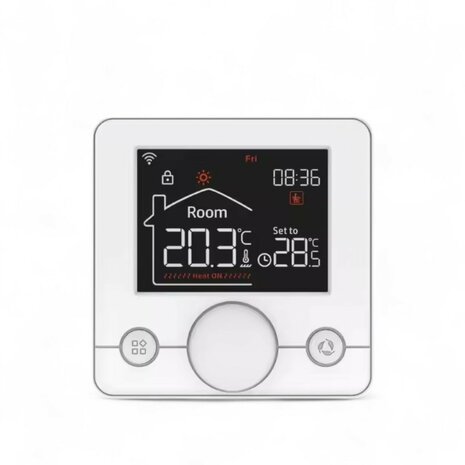 Wifi Draadloze Thermostaat met Draaiknop voor C.V. Installatie (zwart/wit)