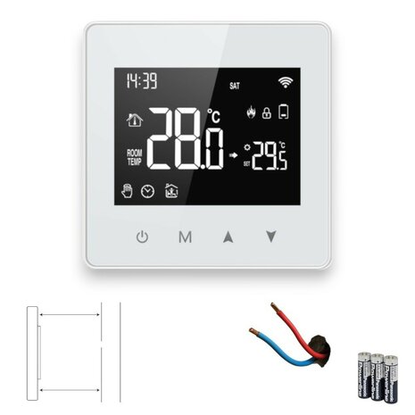 Zigbee Wifi Opbouw Thermostaat met Touchscreen voor C.V. Installatie (zwart/wit)