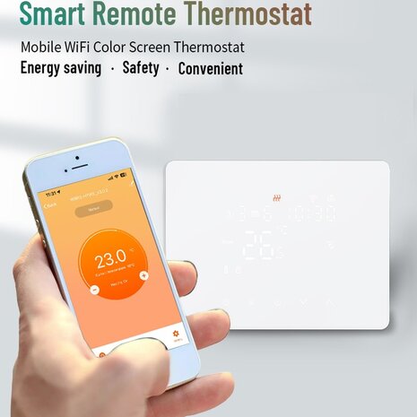 Thermostat Zigbee en saillie avec écran tactile pour système de chauffage central (noir)