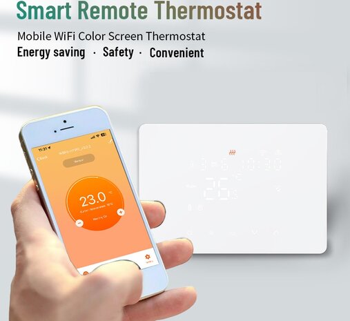 Thermostat Zigbee en saillie avec écran tactile pour système de chauffage central (noir)