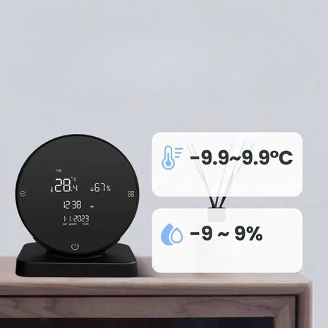 Thermostat sans fil Wi-Fi avec écran tactile pour installation CV (noir)