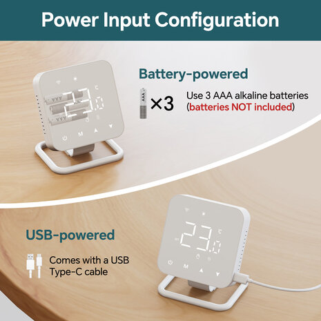 Wifi Draadloze Thermostaat met Tiptoetsen voor C.V. Installatie (wit)