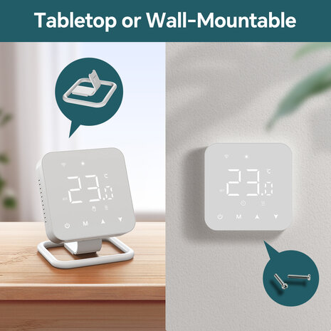 Wifi Draadloze Thermostaat met Tiptoetsen voor C.V. Installatie (wit)