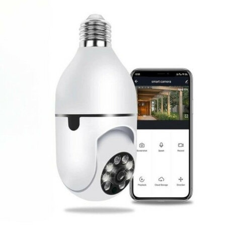 Wifi beveiligingscamera voor binnen met 360 graden draaibare E27 schroefaansluiting en 1080P HD resolutie
