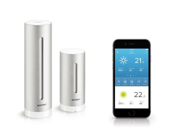 Weerstation voor binnen en buiten met app bediening draadloze installatie meet temperatuur luchtvochtigheid en CO2