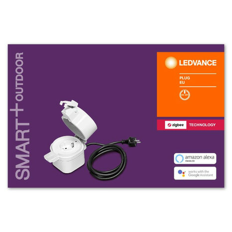 Tussenstekker voor buitengebruik met Zigbee systeem en maximaal 3500 watt vermogen compatible met Philips Hue wit kunststof