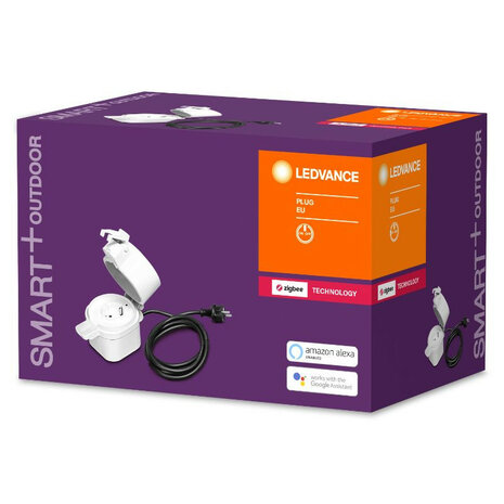 Tussenstekker voor buitengebruik met Zigbee systeem en maximaal 3500 watt vermogen compatible met Philips Hue wit kunststof