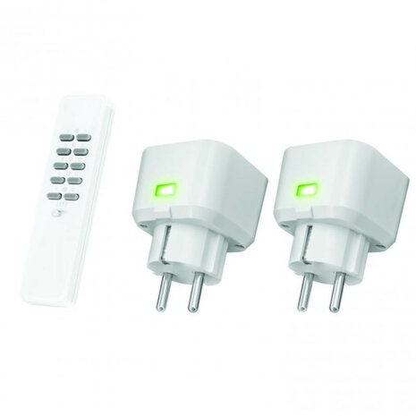 Compacte tussenstekker dimmer voor KlikAanKlikUit systeem geschikt voor led halogeen en gloeilampen tot 250 watt 2 stuks