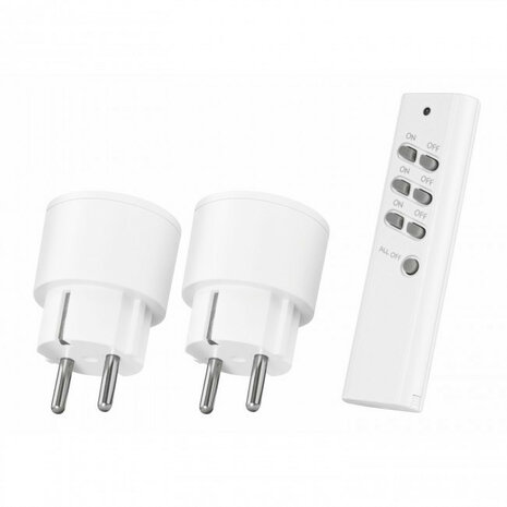 Compacte tussenstekker voor KlikAanKlikUit systeem met 2300 watt schakelmogelijkheid 2-pack