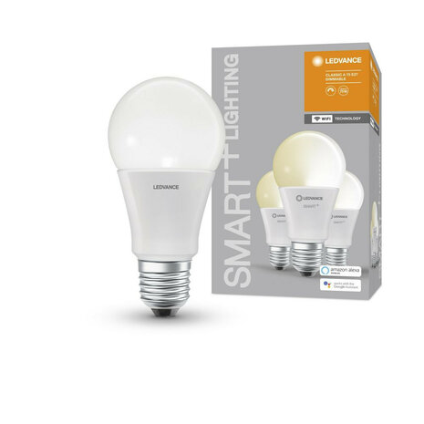 Slimme WiFi lamp voor binnenverlichting met app bediening traploos dimbaar warm wit licht E27 fitting 3 stuks