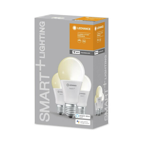 Slimme WiFi lamp voor binnenverlichting met app bediening traploos dimbaar warm wit licht E27 fitting 3 stuks