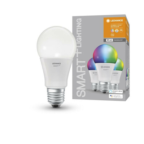 Slimme WiFi kleur lamp 3 pack voor E27 fitting met traploos dimbaar licht en kunststof behuizing wit