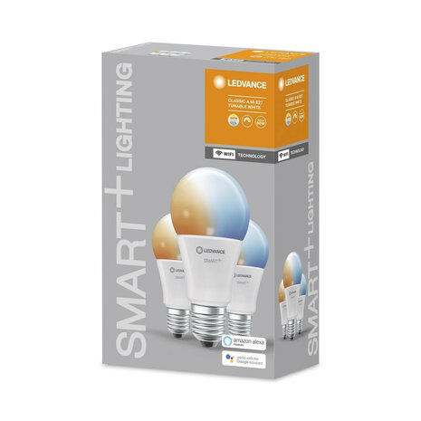 Smart lamp voor binnenverlichting met wifi bediening dimfunctie en tunable wit licht 3 pack E27 fitting 806 lumen plastic