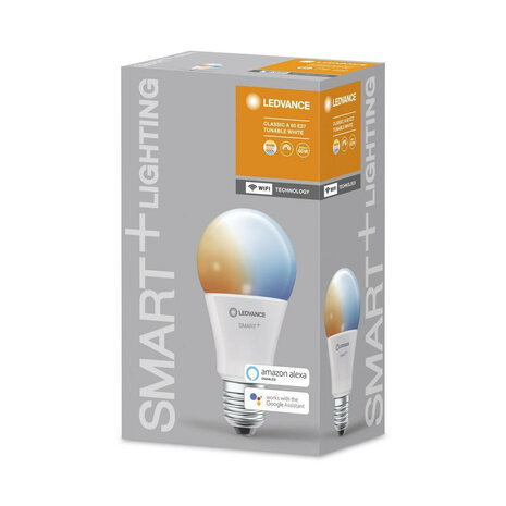Slimme WiFi lamp voor binnenverlichting met app bediening traploos dimbaar en E27 fitting wit kunststof 1521 lumen