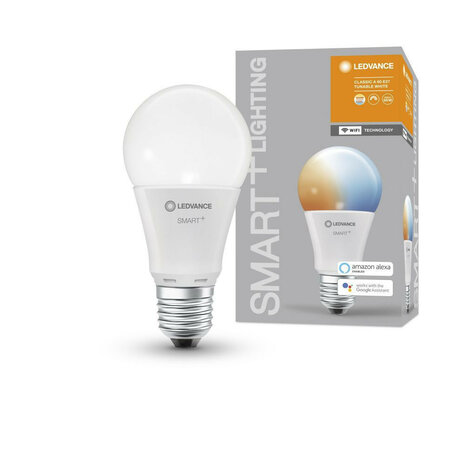 Slimme WiFi lamp voor binnenverlichting met app bediening traploos dimbaar en E27 fitting wit kunststof 1521 lumen
