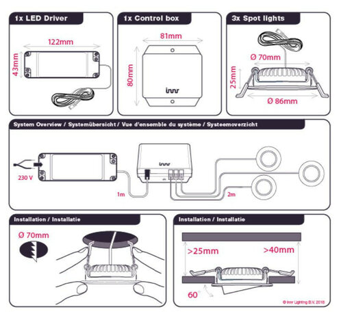 Inbouwspots voor plafond met leddriver warm wit licht compatibel met Philips Hue systeem