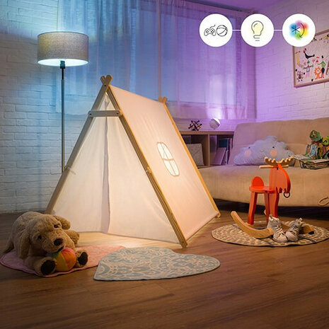 Lamp voor slimme verlichting met Wi Fi bediening kleurinstelling app bediening en E27 fitting wit kunststof dimbaar smart home compatibel