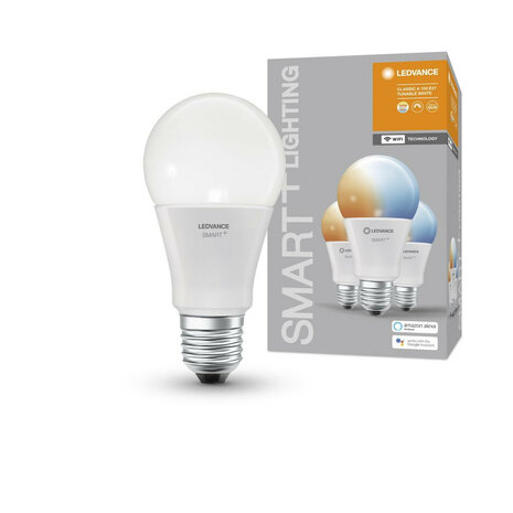 Slimme WiFi lamp voor binnenverlichting met E27 fitting traploos dimbaar en instelbare lichtkleur wit 3 stuks