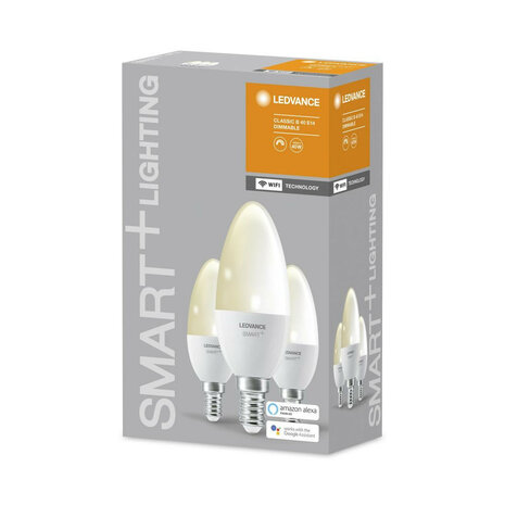 Slimme WiFi E14 lamp peer 3 pack warm wit dimbaar met app bediening