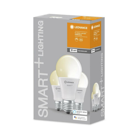 Slimme WiFi lamp voor binnenverlichting met app bediening traploos dimbaar warm wit licht 3 stuks E27 fitting kunststof