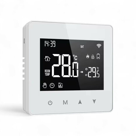WLAN-Aufputzthermostat mit Touchscreen f&uuml;r Zentralheizung (wei&szlig;)