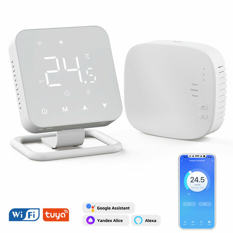 Wifi Draadloze Thermostaat met Tiptoetsen voor C.V. Installatie (wit)