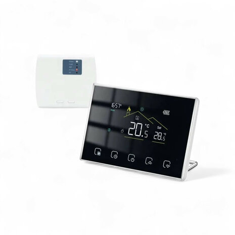 Wifi draadloze thermostaat voor diverse verwarmingssystemen met touchscreen en app bediening