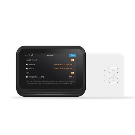 Thermostaat voor cv boilers en warmtepompen met wifi bediening en inzicht in verbruik
