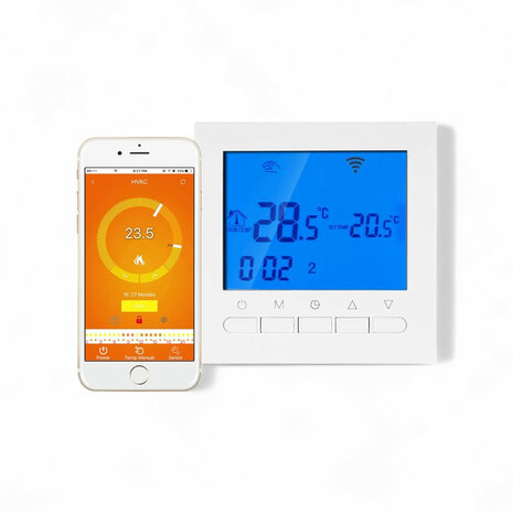 Smart WiFi Surface-Mounted Thermostat with Touchscreen for CV Installation without WiFi