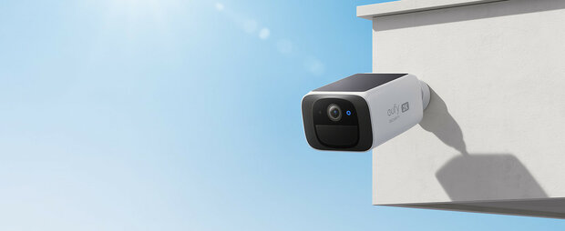 Buitencamera voor bewaking met 2K beeld en ingebouwd zonnepaneel wit IP67 waterdicht