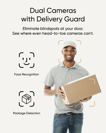 Deurbel voor voordeur met dual camera 2K resolutie kleurennachtzicht en bewegingsdetectie