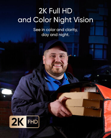 Deurbel voor voordeur met dual camera 2K resolutie kleurennachtzicht en bewegingsdetectie