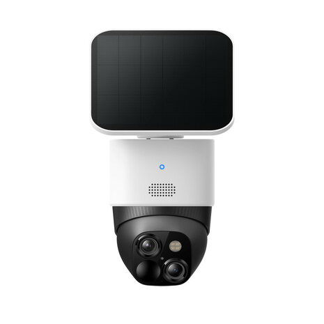 Camera voor buiten met pan tilt functie dubbele lenzen en bewegingsdetectie wit plastic geschikt voor muur en plafond montage
