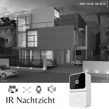 Deurbel camera voor binnen en buiten met 1280P HD nachtzicht en tweeweg audio bediening via app