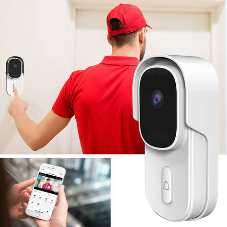 Video deurbel voor buitengebruik met Full HD camera infrarood nachtzicht en IP65 waterdicht