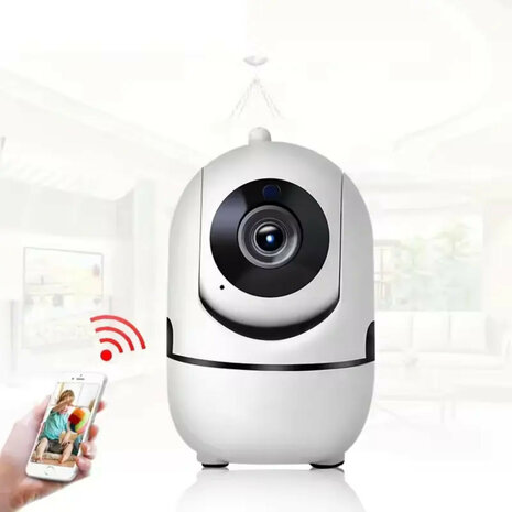 Wifi beveiligingscamera voor binnen met 360 graden draaibaar zicht en 1080P HD beeldkwaliteit