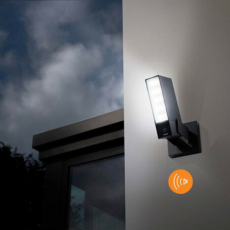 Beveiligingscamera voor buiten met vaste montage en ingebouwde 105dB sirene voor detectie en verlichting