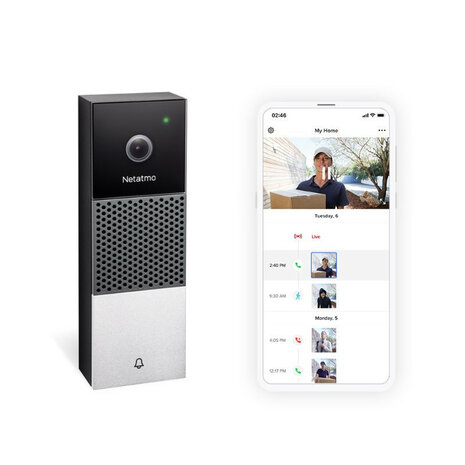 Videodeurbel voor bewaking voordeur met 2 megapixel camera en bewegingsdetectie