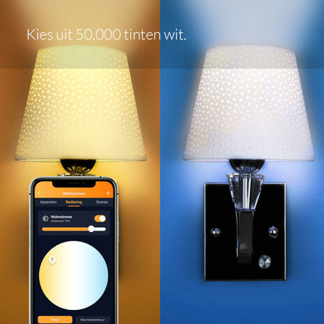 Slimme lamp voor E27 fitting met instelbaar wit licht en 9 watt vermogen