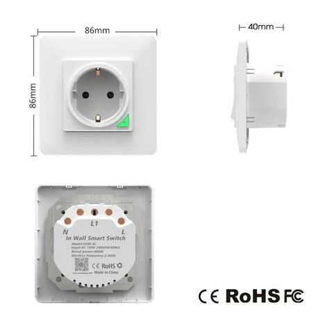 Inbouw stopcontact voor thuis met wifi bediening en spraakbesturing