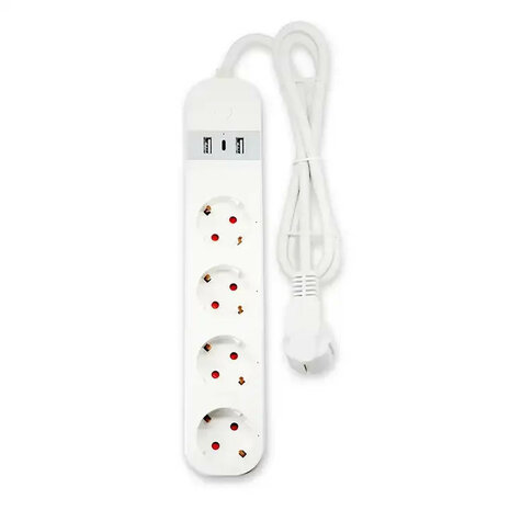 WiFi stekkerdoos voor thuis en kantoor met 4 EU stopcontacten en 2 USB A plus 1 USB C poort