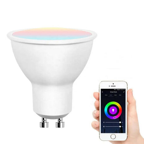 Slimme WiFi spotlight GU10 voor sfeerverlichting met dimbare RGB kleurinstelling