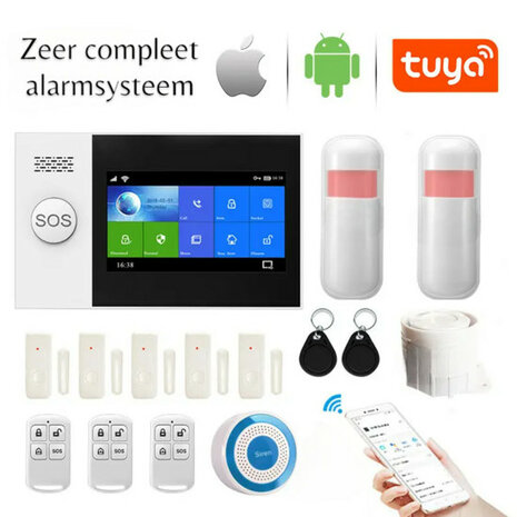 Alarmsysteem voor woningbeveiliging met 4G doormelden en display met SOS knop