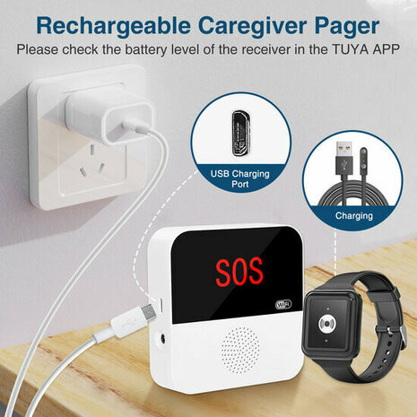 SOS Alarm Set including Black Watch for the Elderly (Including External Display)