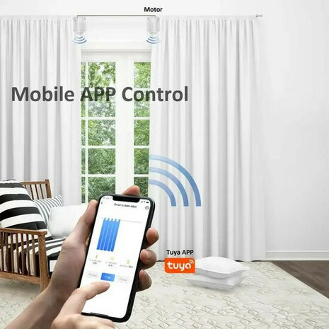 Slimme gordijnmotor voor U Rail en I Rail met zonnesensor en app bediening tot 10 kg