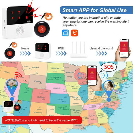 SOS Buttons (2x) for Elderly (Including External Display) maximum 6 buttons