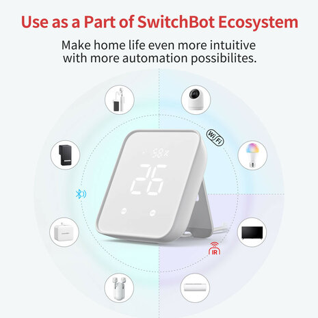 Switchbot Hub V2 voor bediening van tot 100 apparaten met temperatuur vocht en lichtsensor binnengebruik