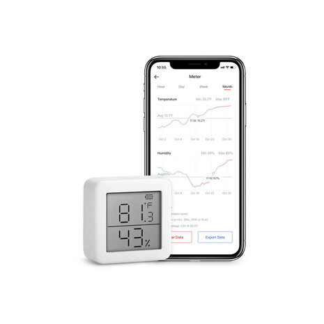 Thermometer en Hygrometer voor gordijnbediening met Bluetooth en magnetische bevestiging binnengebruik
